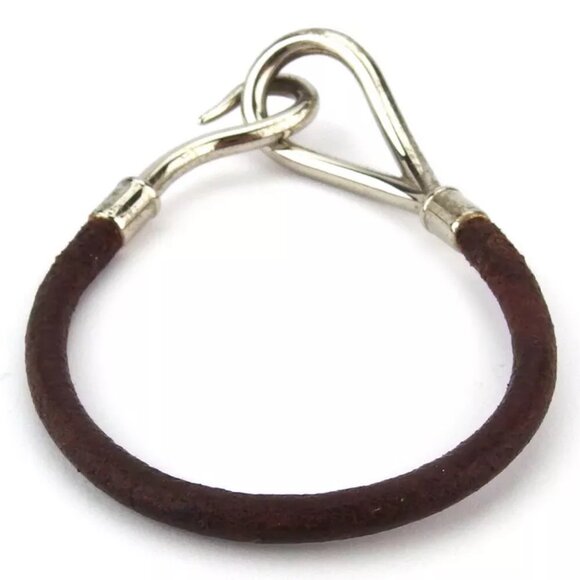 HERMES bracelet leather ?~ Silver Material Authentic used T18046 - Picture 3 of 9